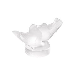 Small Two Love Birds Sculpture in Crystal Glass by Lalique