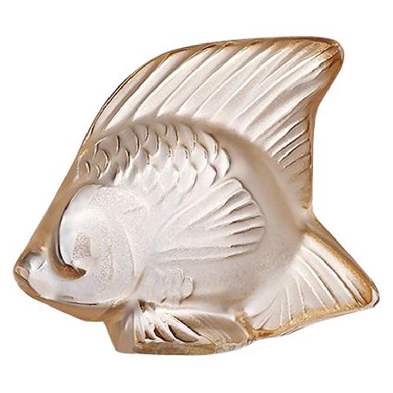 For Sale: Gold (Gold Luster) Fish Sculpture in Crystal Glass Luster by Lalique