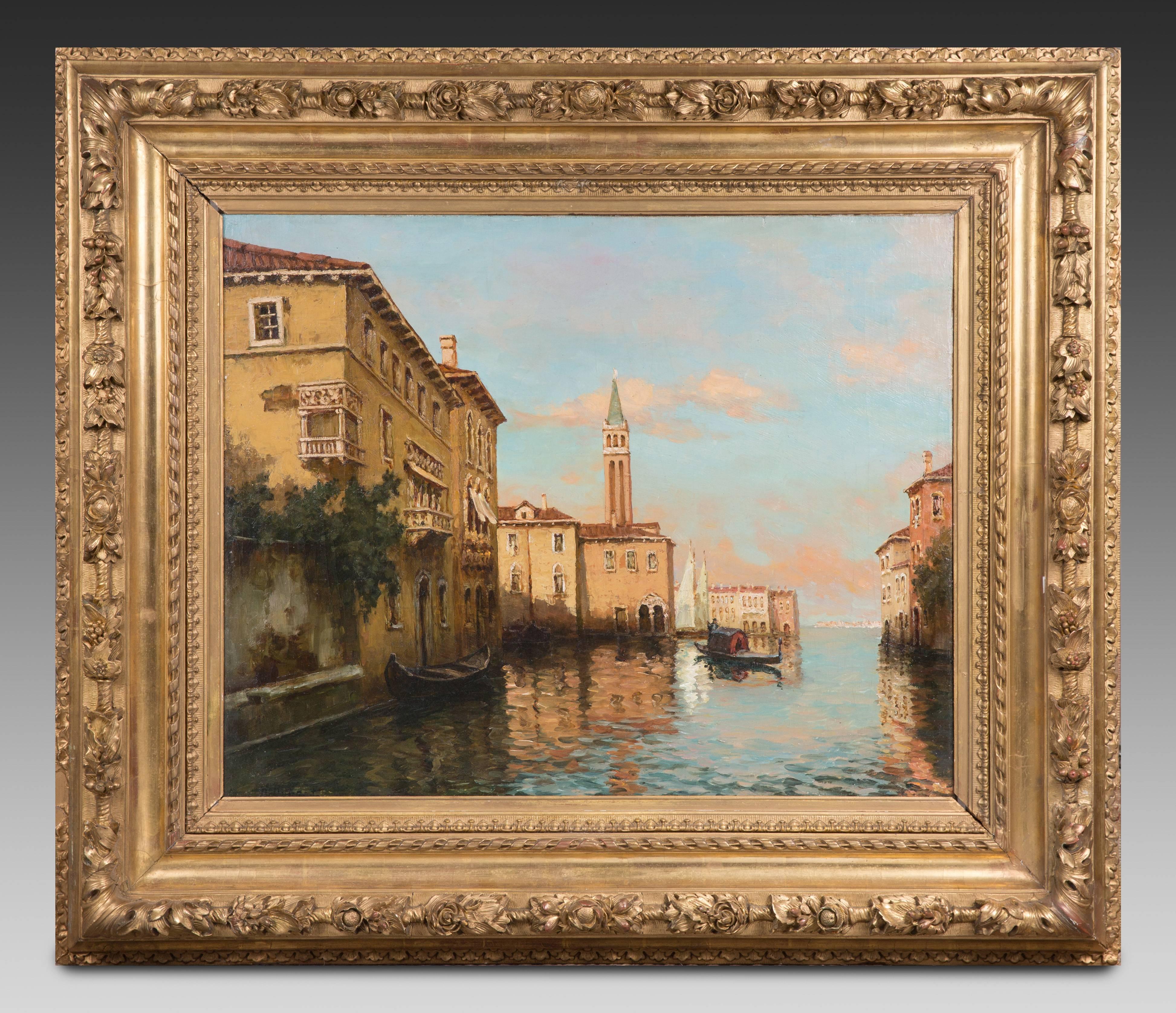 albert Ferdinand DUPRAT Figurative Painting - Venice's Grand Canal