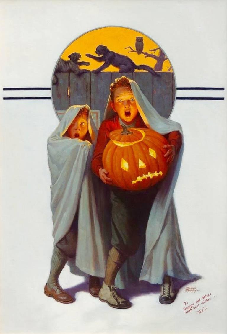 Frederic Stanley Figurative Painting - Halloween Scare, Saturday Evening Post Cover