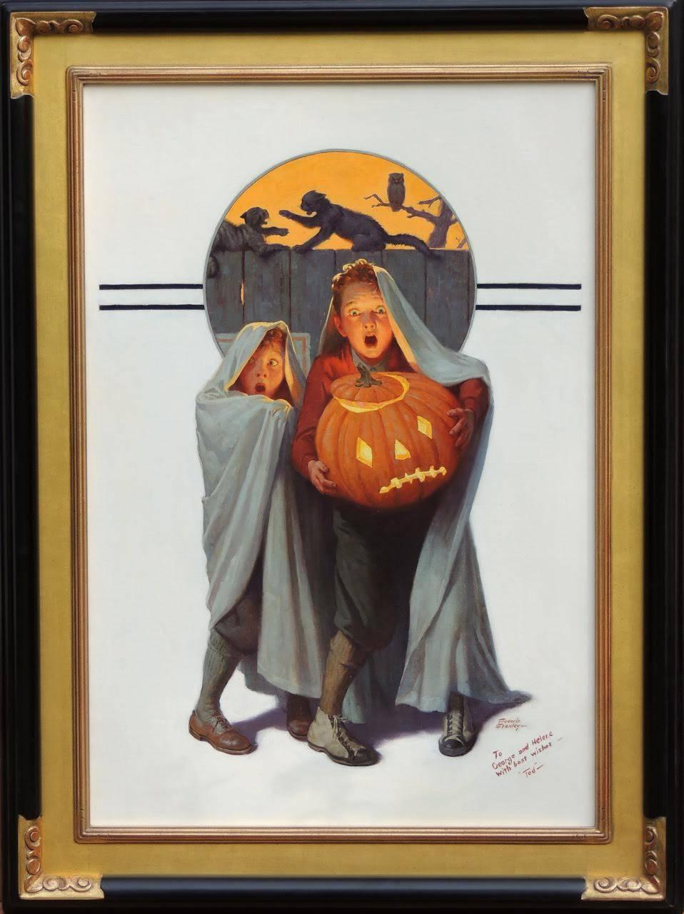 Halloween Scare, Saturday Evening Post Cover - Painting by Frederic Stanley