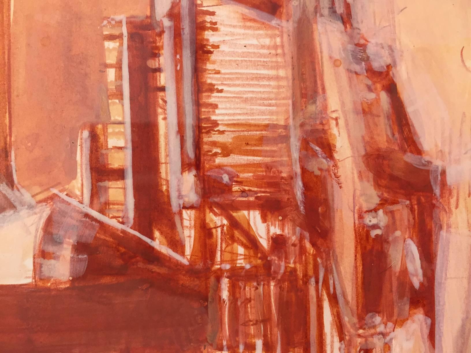 Sepia Washes: Pier 70 - Contemporary Painting by Kim Frohsin