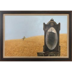 Surreal Painting of A Mirror in Field