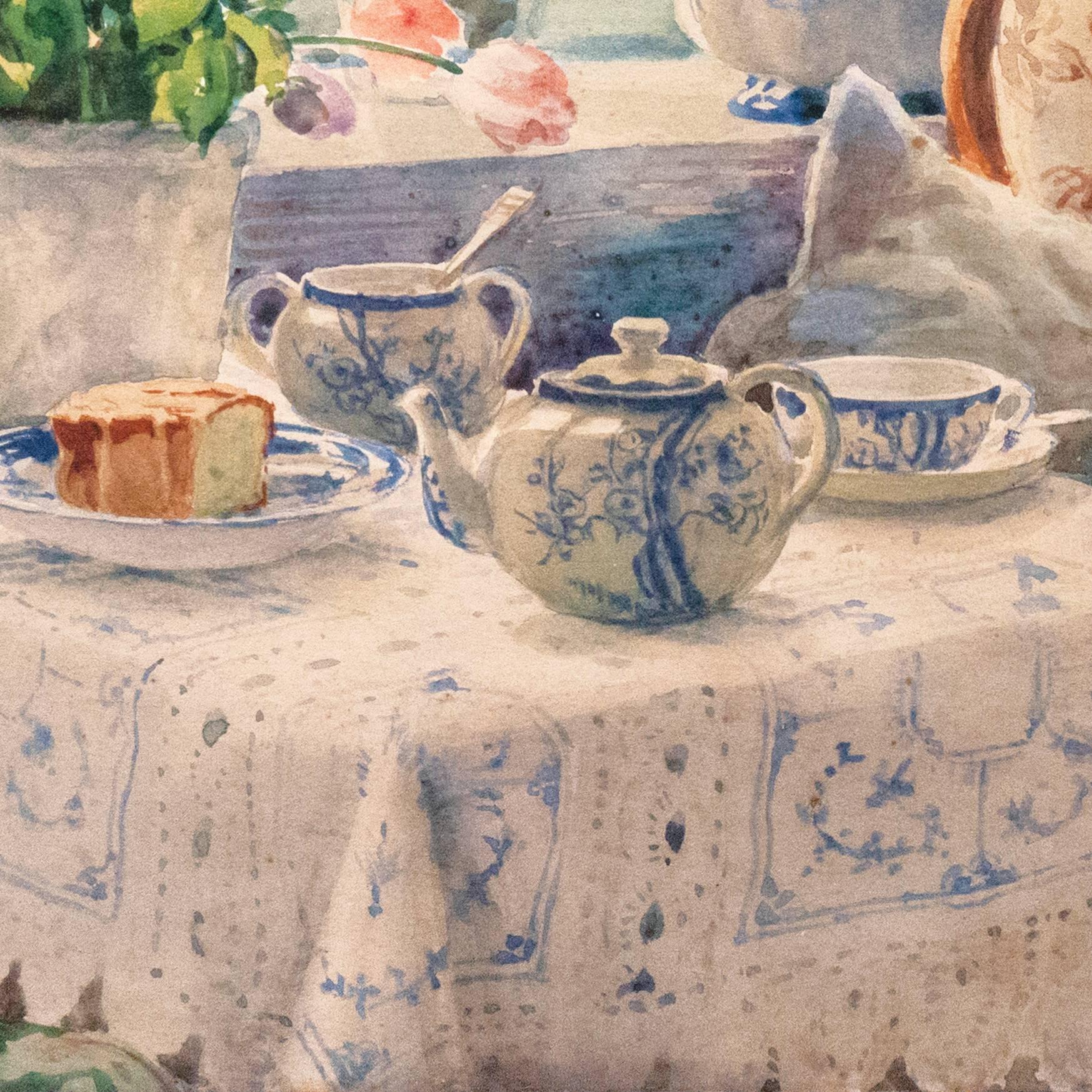The Tea Table, Knudsminde Farm - Beige Interior Art by Olga Alexandrovna