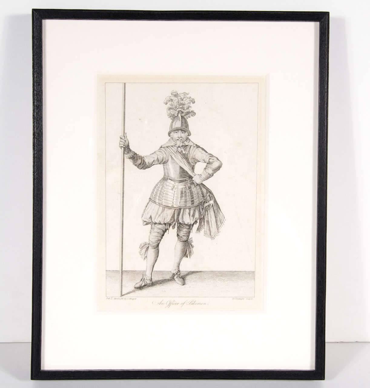 Antique Copper Engraving of an Officer of Pikeman by Francis Grose For Sale 3