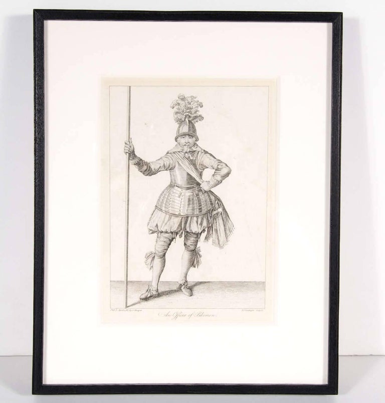 Antique Copper Engraving of an Officer of Pikeman by Francis Grose For Sale 4