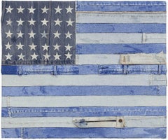 Vintage 1970er Jahre Americana patriotische amerikanische Flagge Denim Jeans von Hand genäht Patchwork