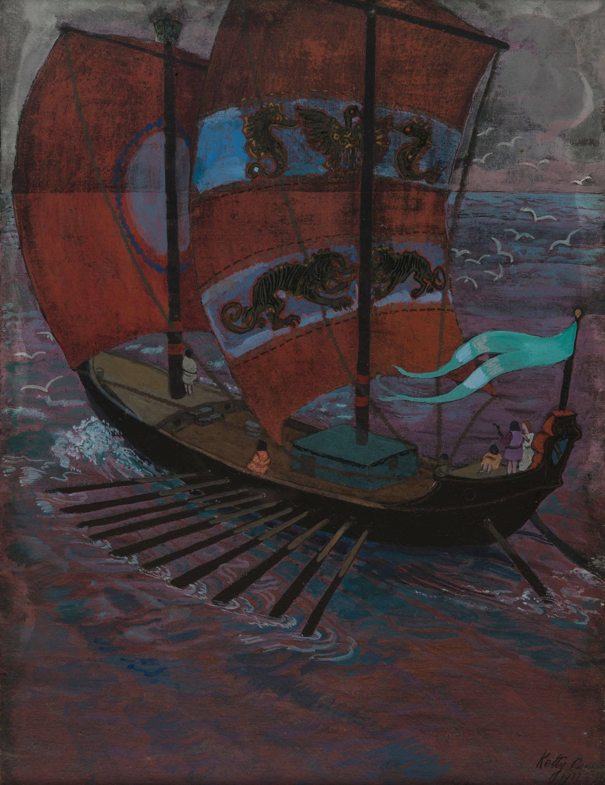 Ketty Carré Landscape Painting - Ship, 1922