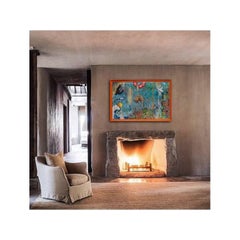 Fish Tank Painted on disused advertising print from office in Austria. Signed.