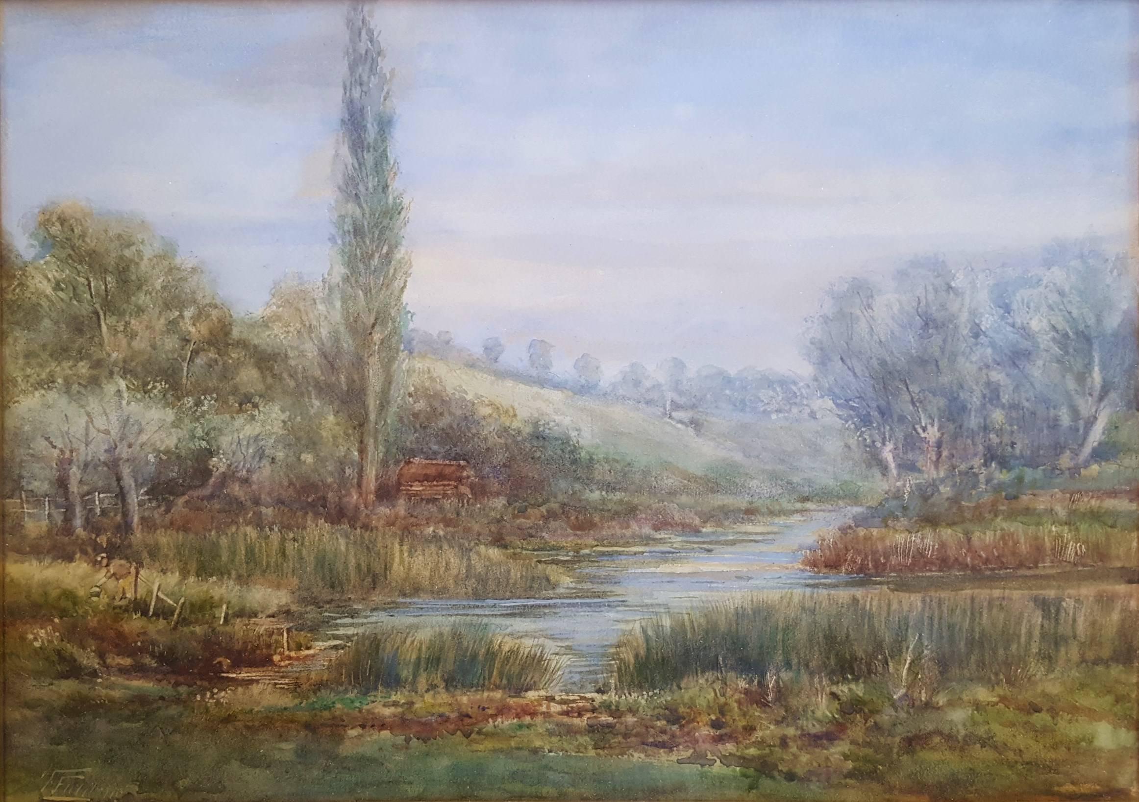 Felix Ferdinand Frederick Raffael Fielding Landscape Art - River Ouse Landscape, Yorkshire
