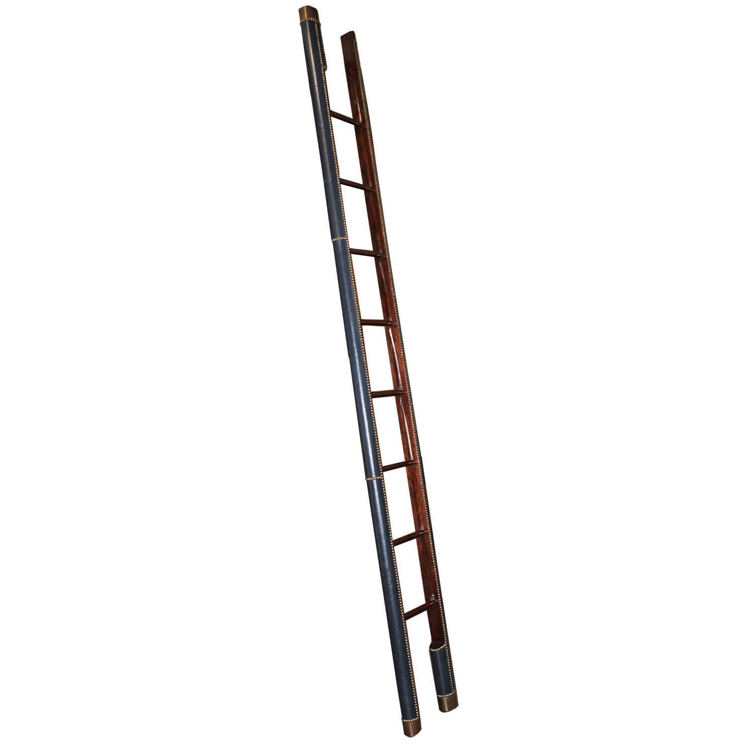 A Vintage English Mahogany Folding Library Ladder For Sale