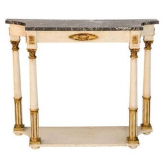 Palladio Painted and Parcel Gilt Console with Black Marble Top