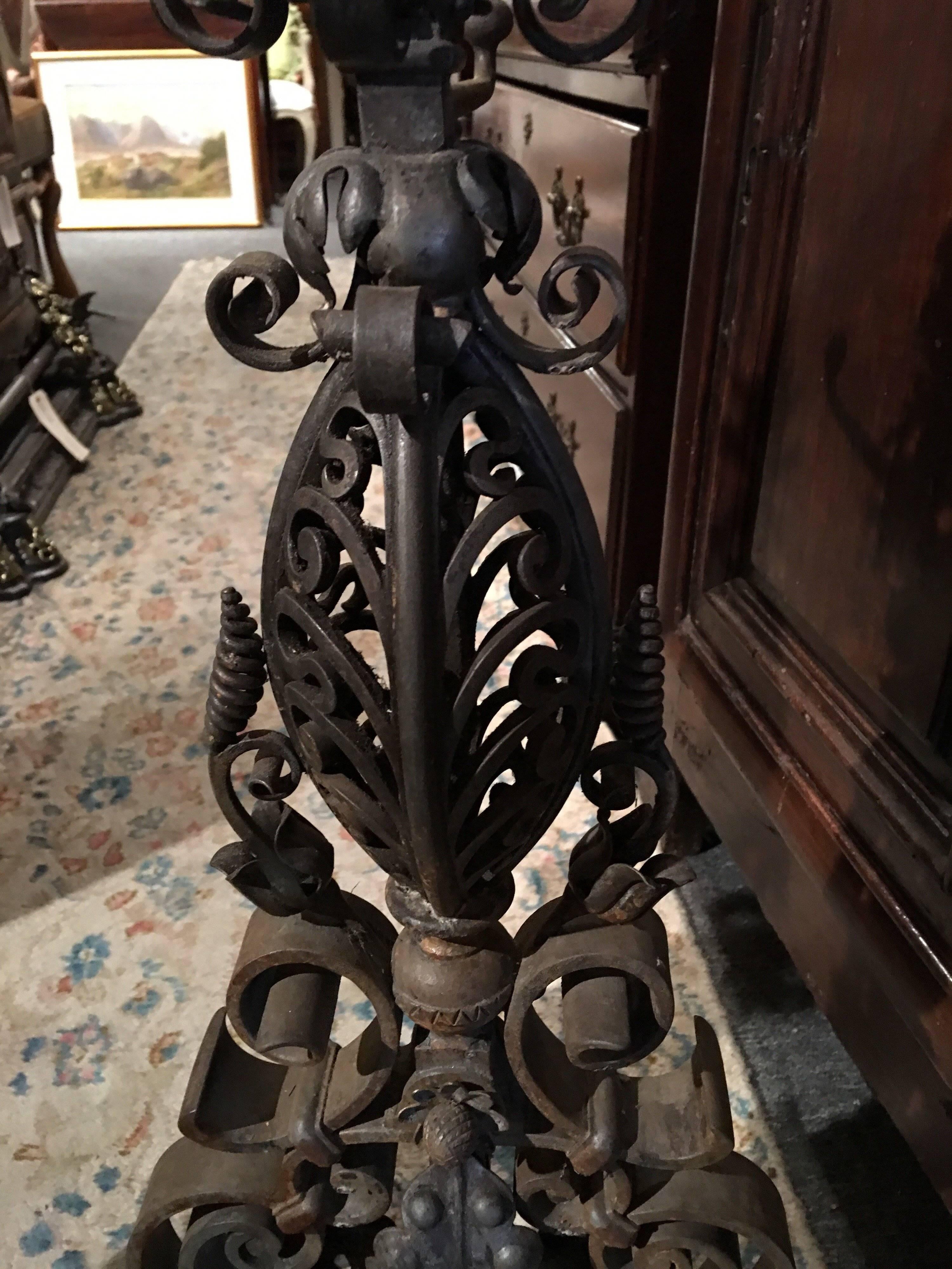 Pair of French Iron Chenets or Andirons, 19th Century For Sale 3