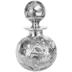 Large Art Nouveau Silver Overlay Perfume Bottle, circa 1900