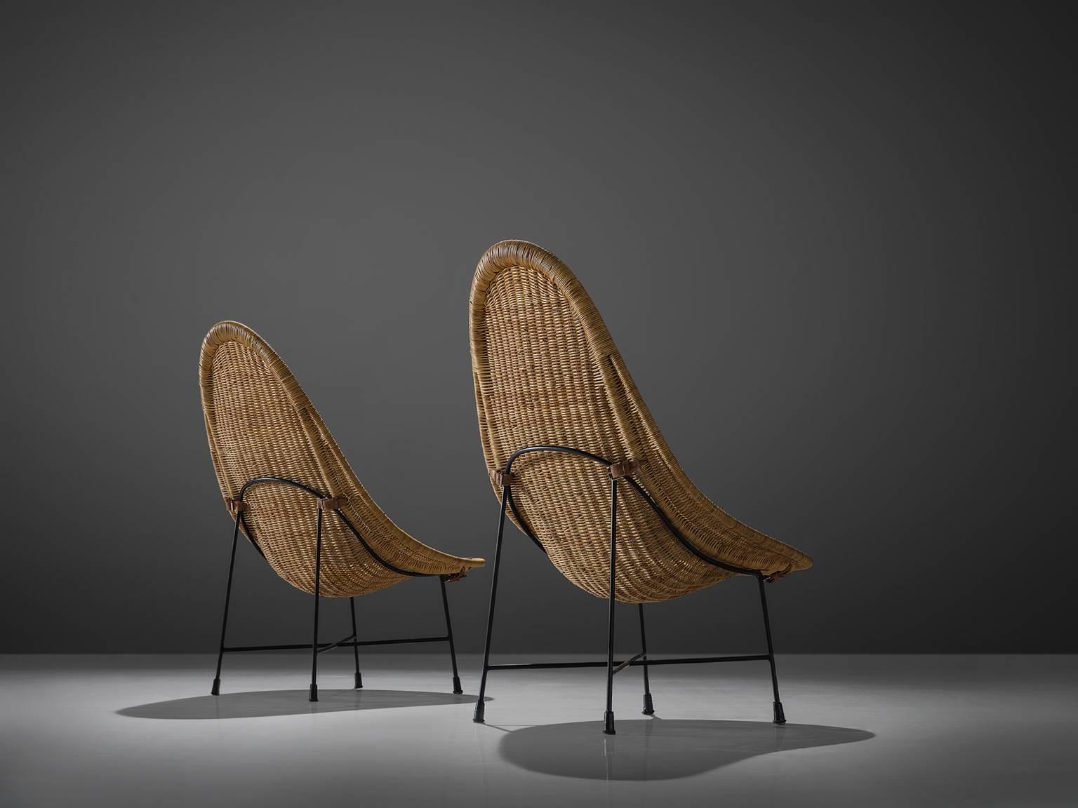 Scandinavian Modern Kerstin Hörlin-Holmquist 'Stora Kraal' Cane Side Chairs