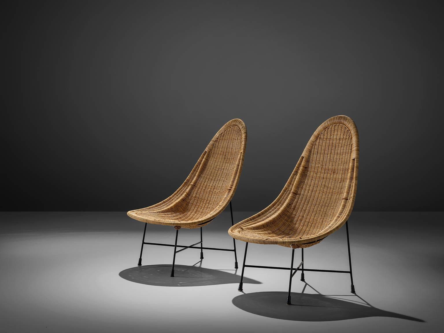 Swedish Kerstin Hörlin-Holmquist 'Stora Kraal' Cane Side Chairs