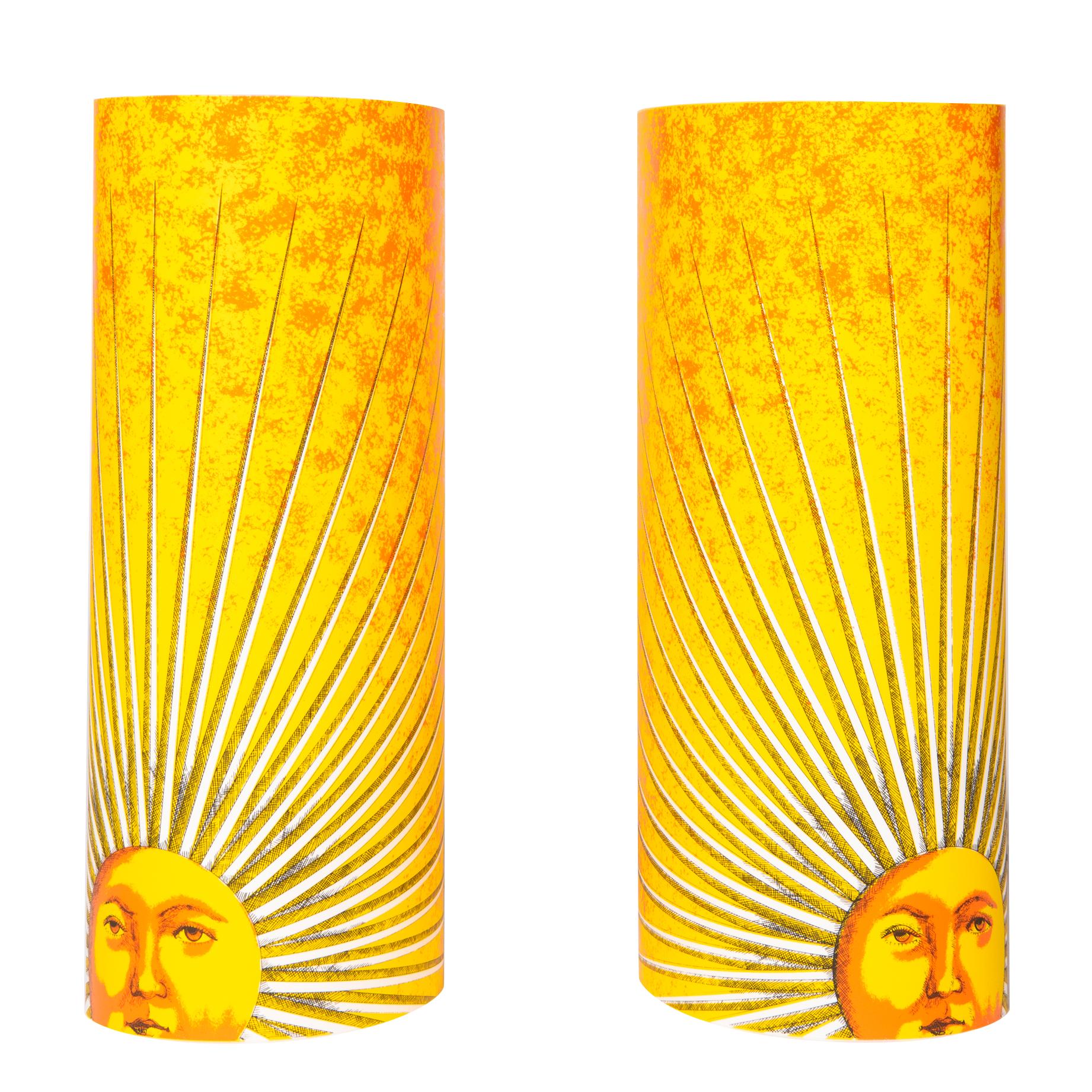 Pair of Small Perspex Table Lamps "Sole" by Barnaba Fornasetti, Italy circa 1995 For Sale