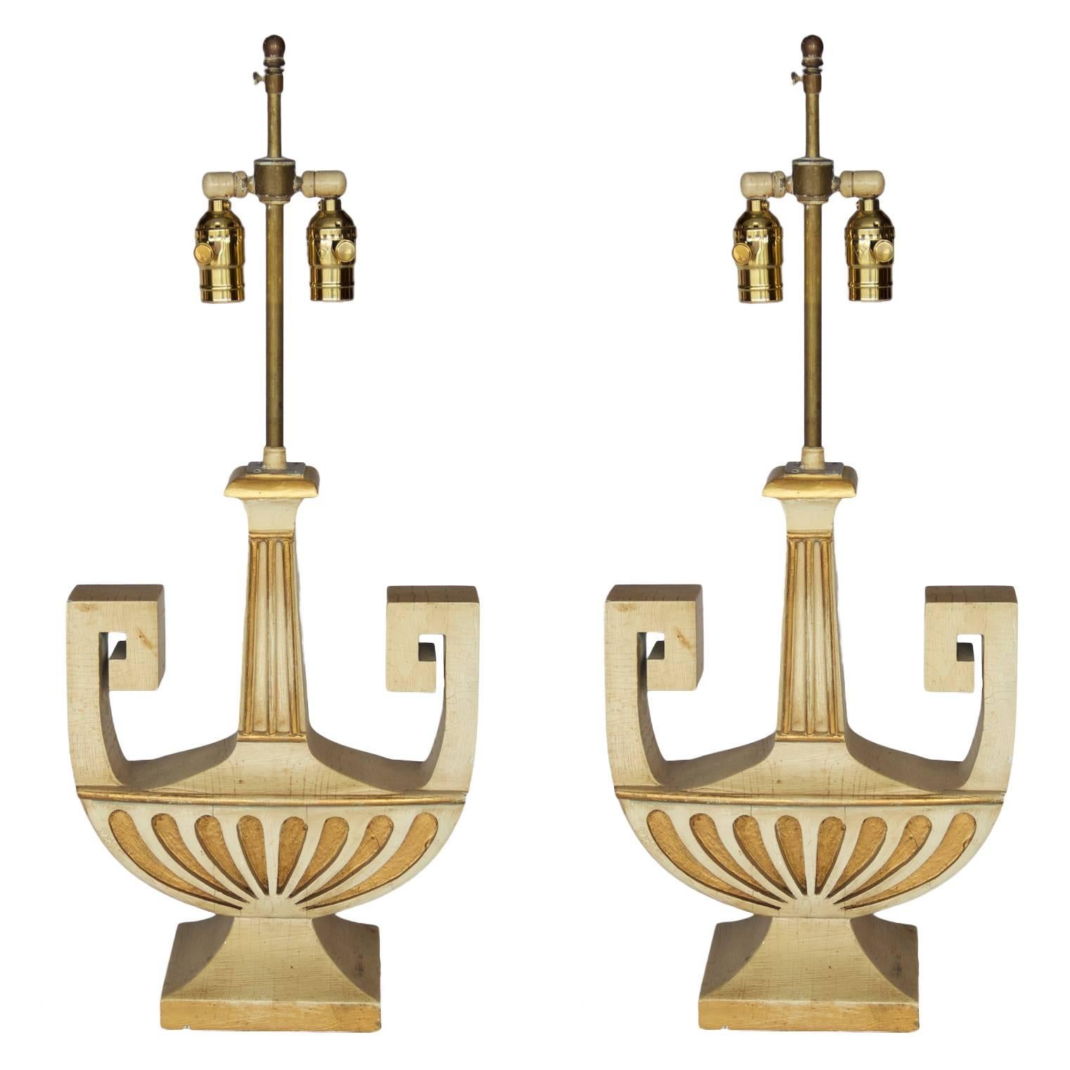 Pair of "Full Bodied" Lamps in Greco-Roman Motif For Sale