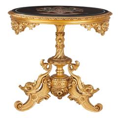 Antique Italian giltwood table with circular scagliola top 10
