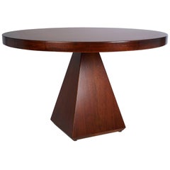Geometric Walnut Dining Table with Round Top by Vittorio Introini, Italy 1960's