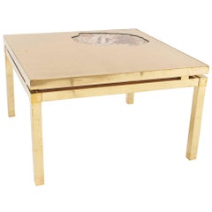 French Midcentury Gilt and Brass Low Coffee Table