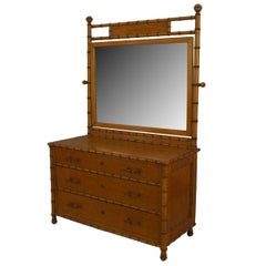 American Victorian Faux Bamboo Maple Dresser Attributed to Horner