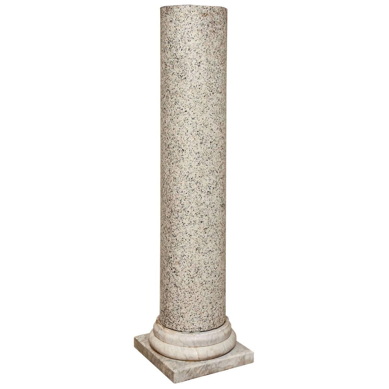  Granite Column on Marble Base For Sale