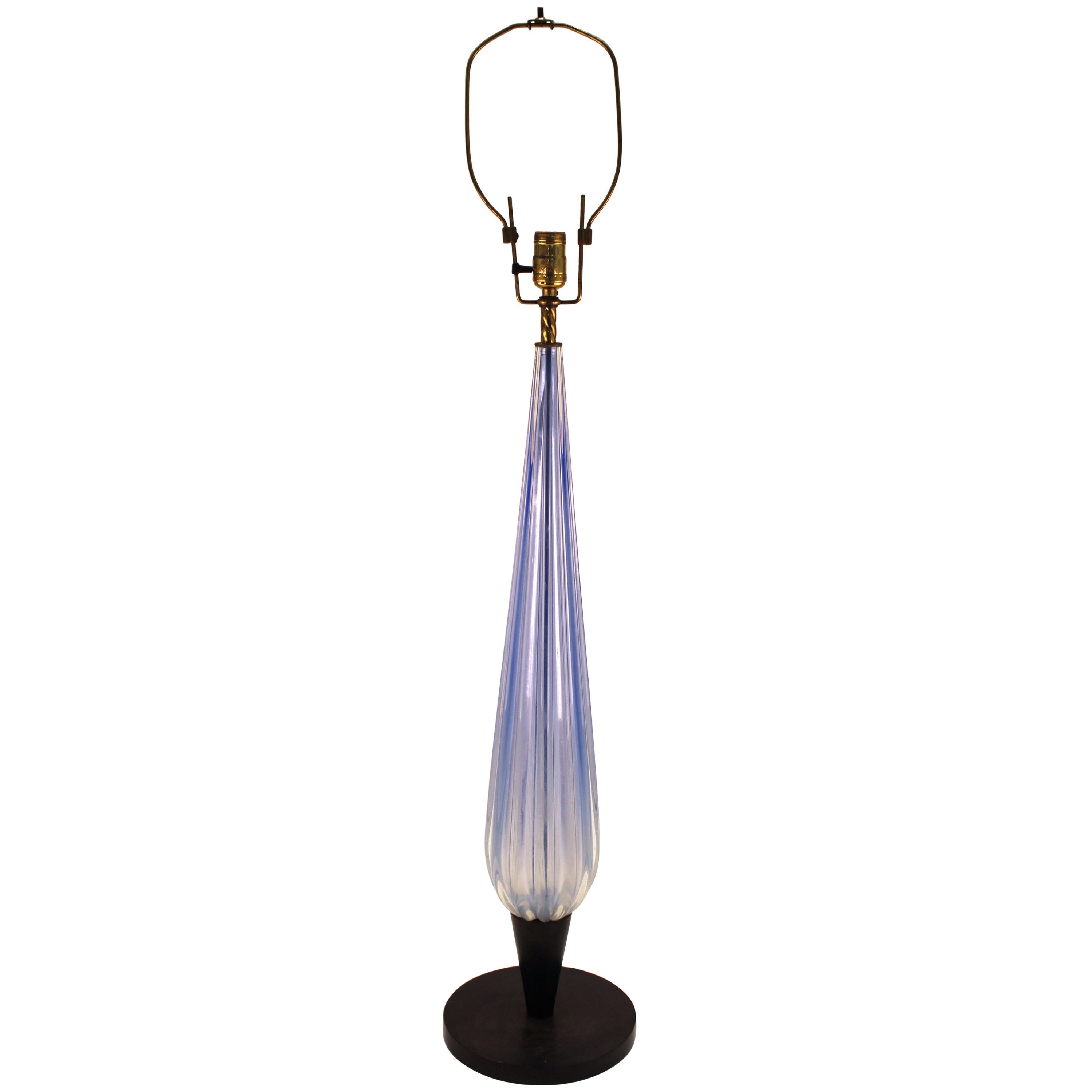Italian Celeste Blue Murano Glass Lamp For Sale at 1stDibs