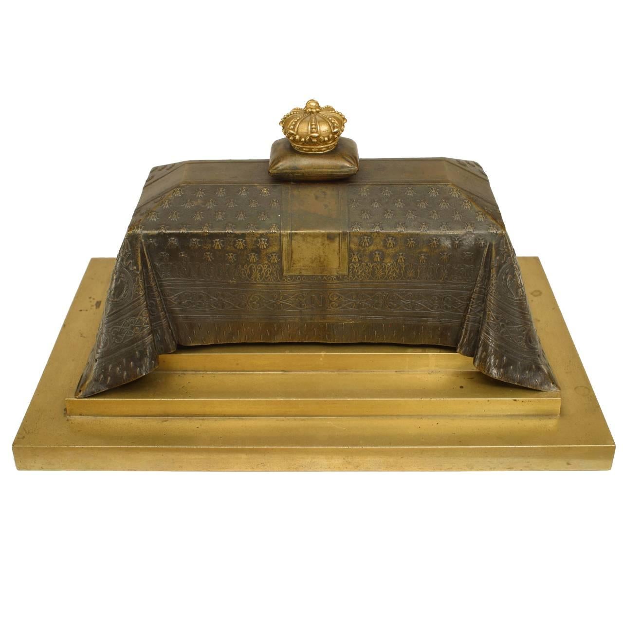 19th-Century French Empire Bronze Napoleon Commemorative Inkwell  For Sale