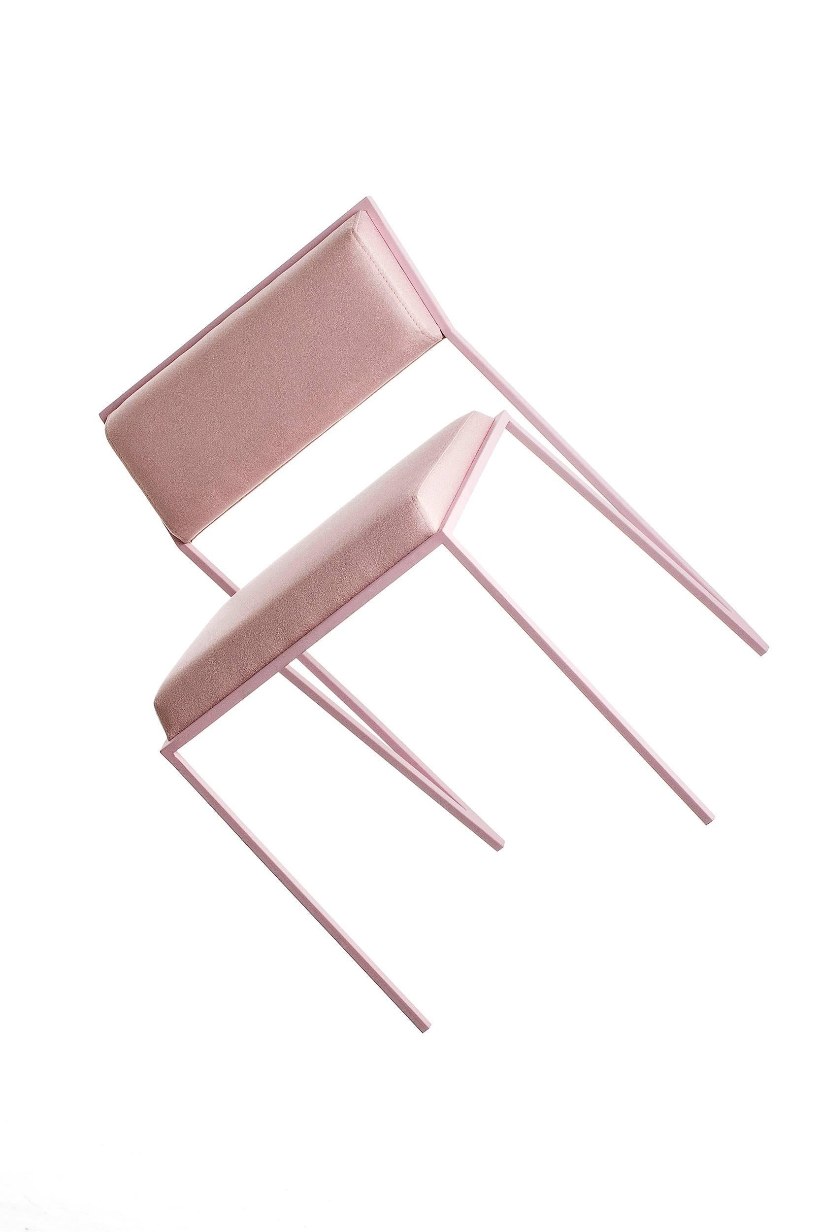 Minimalist Chair in Steel, Brazilian Contemporary Design, Lavender 1