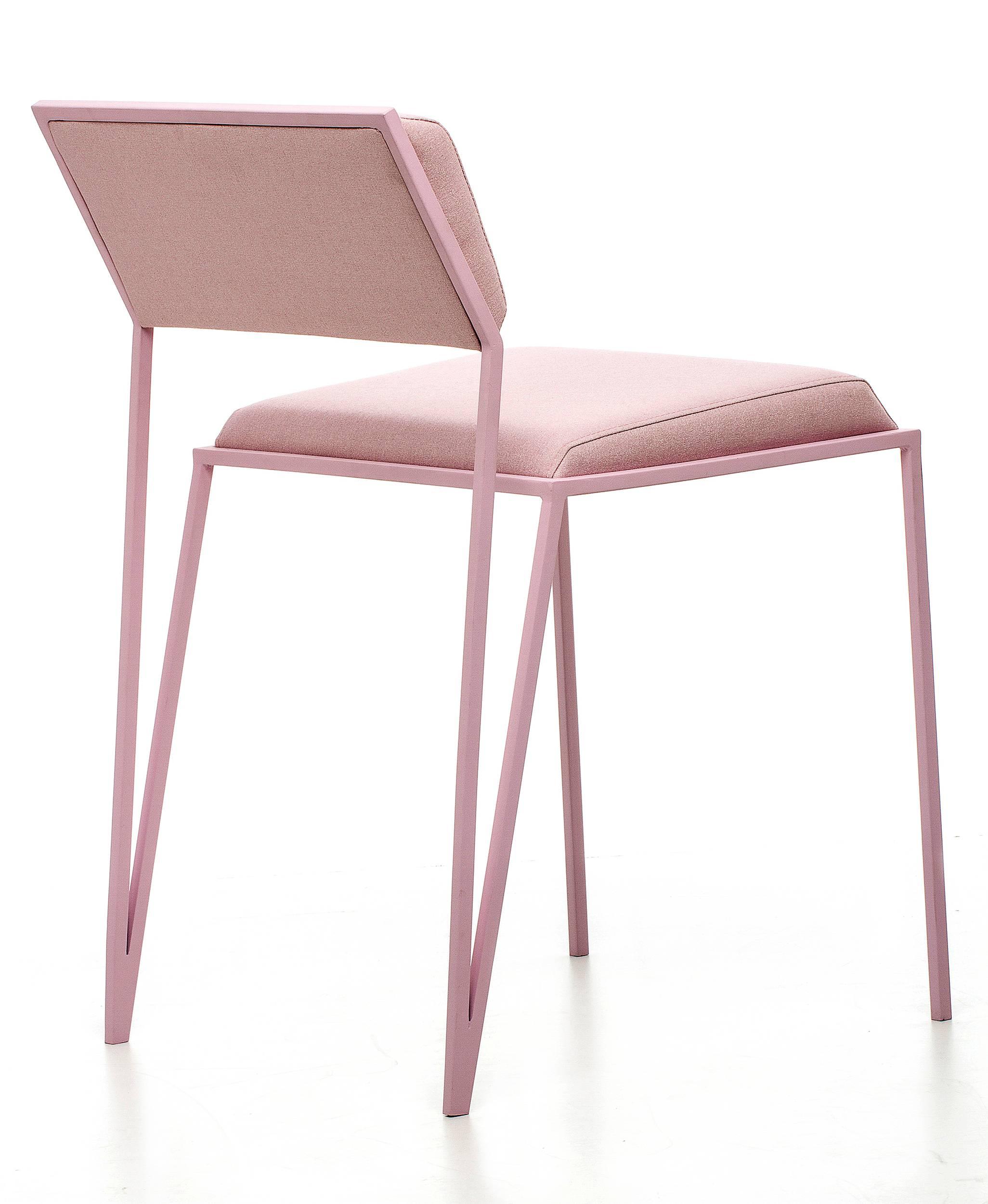 Painted Minimalist Chair in Steel, Brazilian Contemporary Design by Tiago Curioni