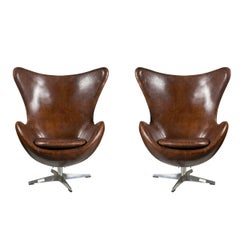 Vintage One Pair of Arne Jacobsen Style Egg Chairs