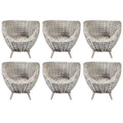 Set of Wicker Egg Shape Chairs