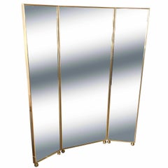 Pescetta Art Deco style Contemporary Mirrored Brass Frames Screen