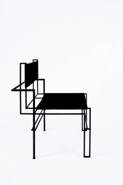 Casbah Chair in Black Iron - Leather Mexican Contemporary Design Nomade Atelier