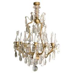 French 1940s Clear Tear Drop Chandelier by Maison Baguès 1