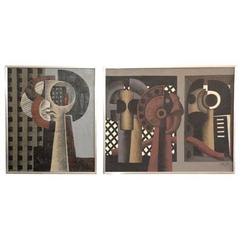 Two Aluminum Framed Cubist Compositions by Jose Herrera 7