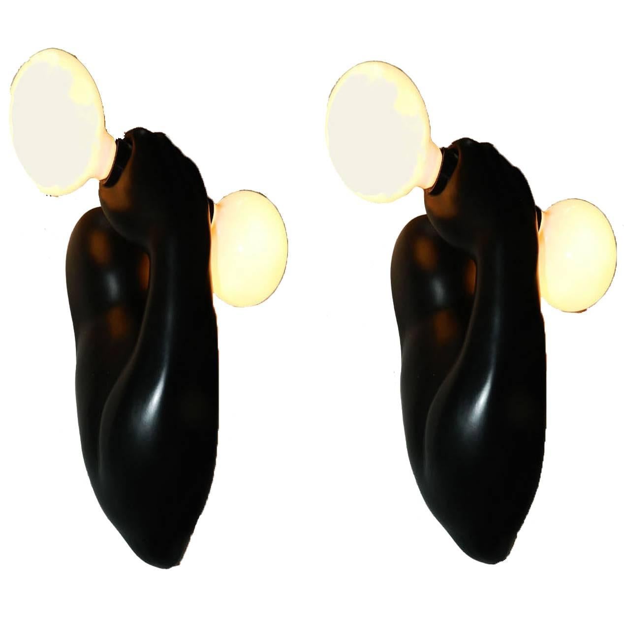 Signed J. Peire Pair of Sconces For Sale