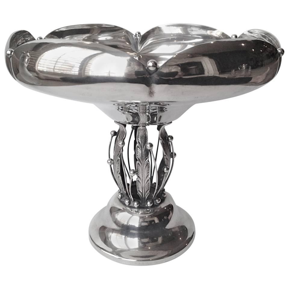 Mid-Century Sterling Compote of Modern Design Attributed to Hans Christensen For Sale