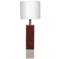 Laurel Rectangular Walnut & Chrome Table Lamp
