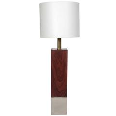 Rectangular Walnut & Chrome Table Lamp by Laurel 4