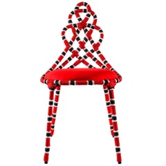Contemporary Chair Brazilian Design in Stainless Steel, Naval Rope, Fabric Seat
