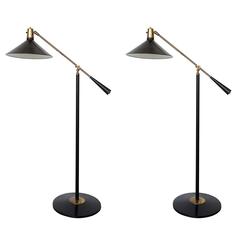 Stilnovo Italian Mid-Century Swing Arm Floor Lamp