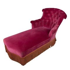 French Chaise Longue in Red Tufted Velvet 9