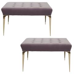 Pair of Deep Tufted Stiletto Benches 10