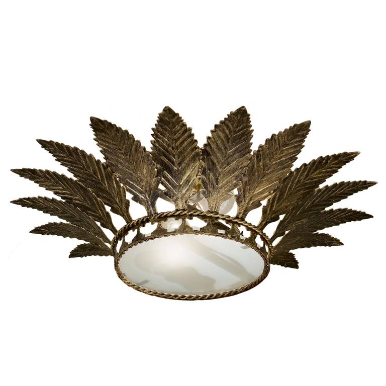 Metal Spanish Leafed Ceiling Lamp at 1stDibs