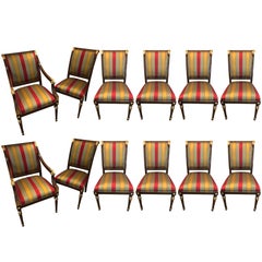 Set of 12 Louis XVI or Hollywood Regency Style Dining Chairs Jansen Style