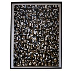 Handsome Black, Brown, Teal and White Abstract Painting by Carla Tak