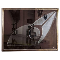 Rectangular Gilt Brass, Chromed Steel Framed Mirror by R. Rega, Italy, 1970’s.