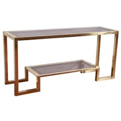 Gilt Brass and chromed Steel Console table by R. Rega, Italy, 1970s